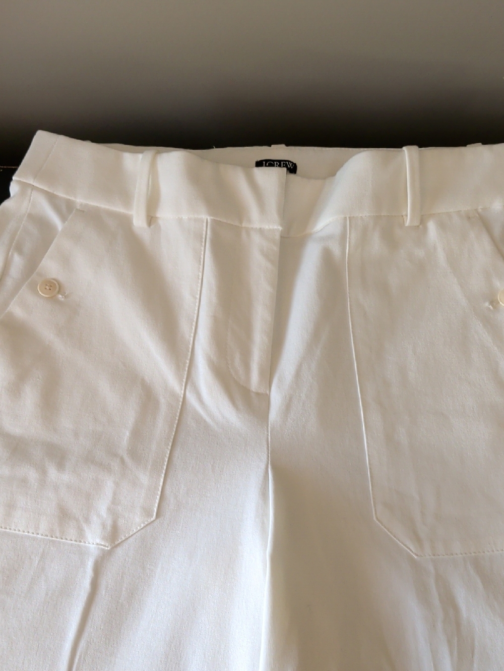 J. Crew Ivory Wide-Leg Trousers With Cargo Pockets. Size 10
